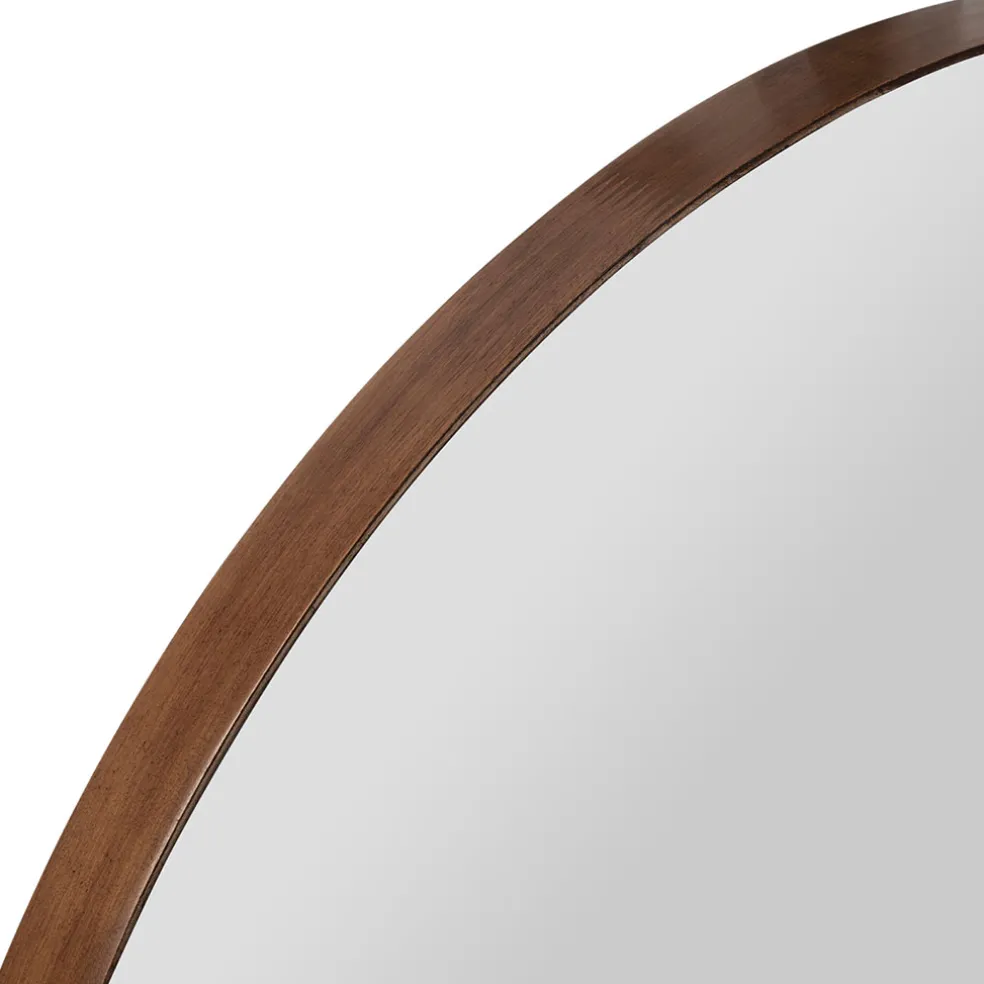 Miroir rond en pin foncé d80cm - Mikawa