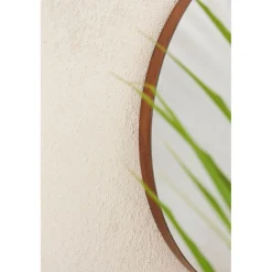 Miroir rond en pin foncé d80cm - Mikawa