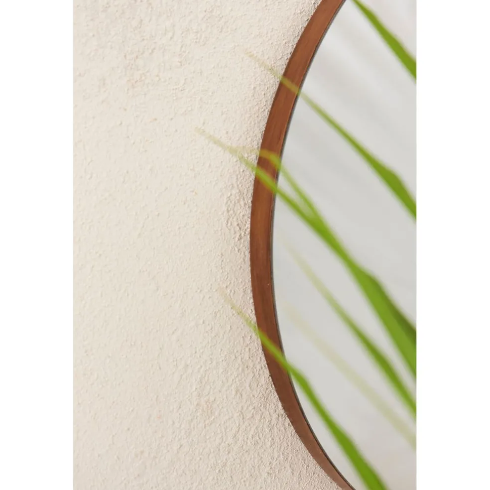 Miroir rond en pin foncé d80cm - Mikawa