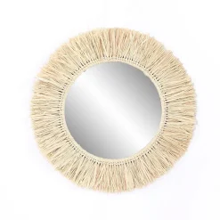 Miroir rond en raphia naturel d47cm - Efia