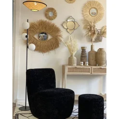 Miroir rond en raphia naturel d47cm - Efia