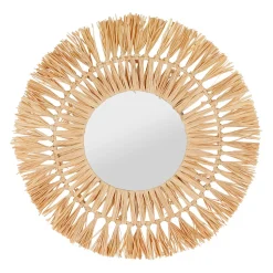 Miroir rond en raphia naturel d50cm
