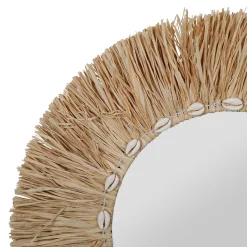 Miroir rond en raphia naturel d52cm - cauri