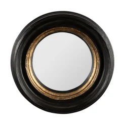Miroir rond noir et dore d21cm en résine - Aureol