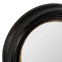 Miroir rond noir et dore d21cm en résine - Aureol
