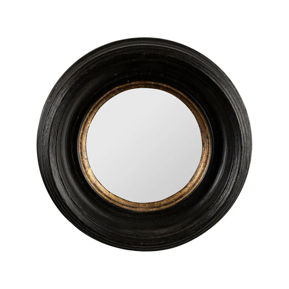 Miroir rond oeil de sorciere noir et doré d16cm - Aureol