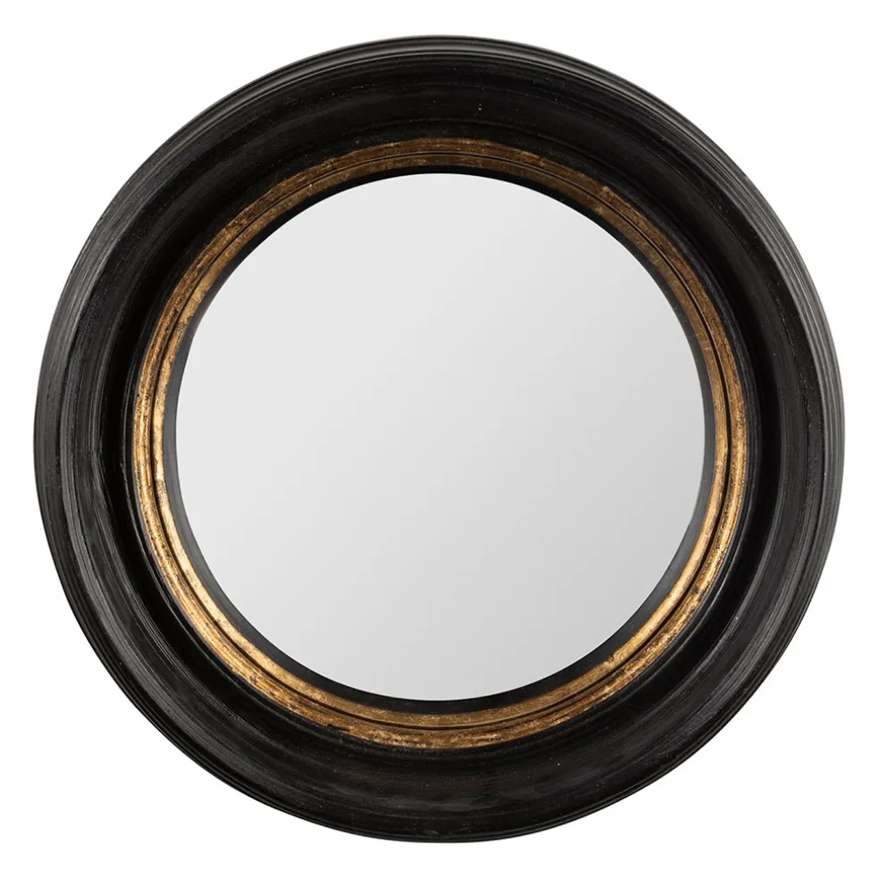 Miroir rond oeil de sorciere noir et doré d33cm - Aureol