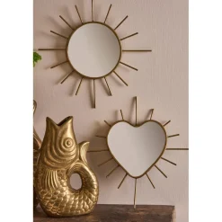 Miroir soleil en laiton doré 20x20cm - Jolinio