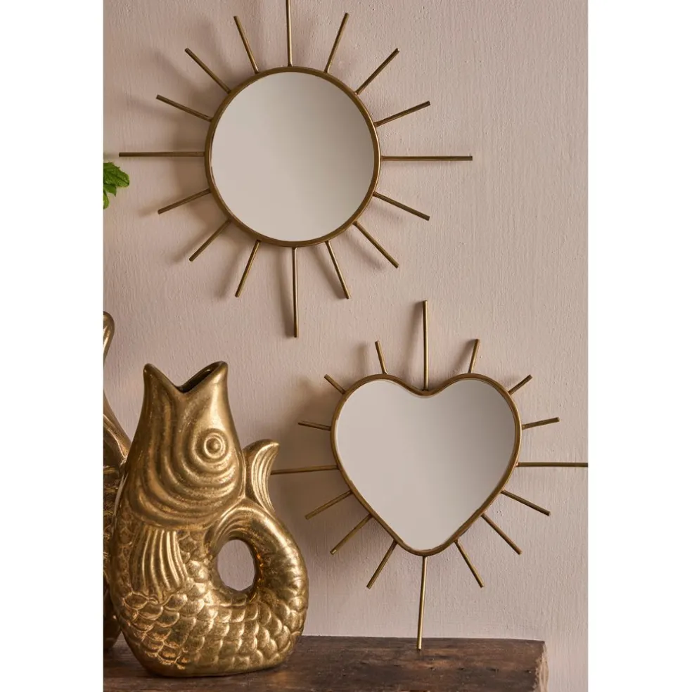 Miroir soleil en laiton doré 20x20cm - Jolinio