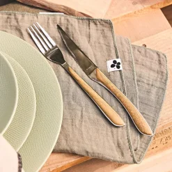 Ménagère 24 pièces acier et effet bois - Eclat