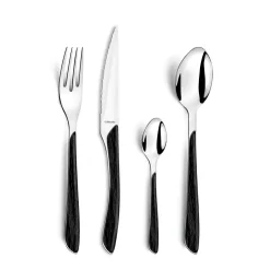 Ménagère 24 pièces acier et noir - Eclat