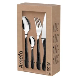 Ménagère 24 pièces acier et noir - Eclat