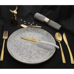 Ménagère 16 pièces en acier dorée