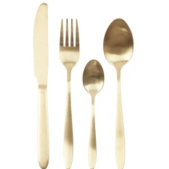Ménagère 16 pièces en acier doré