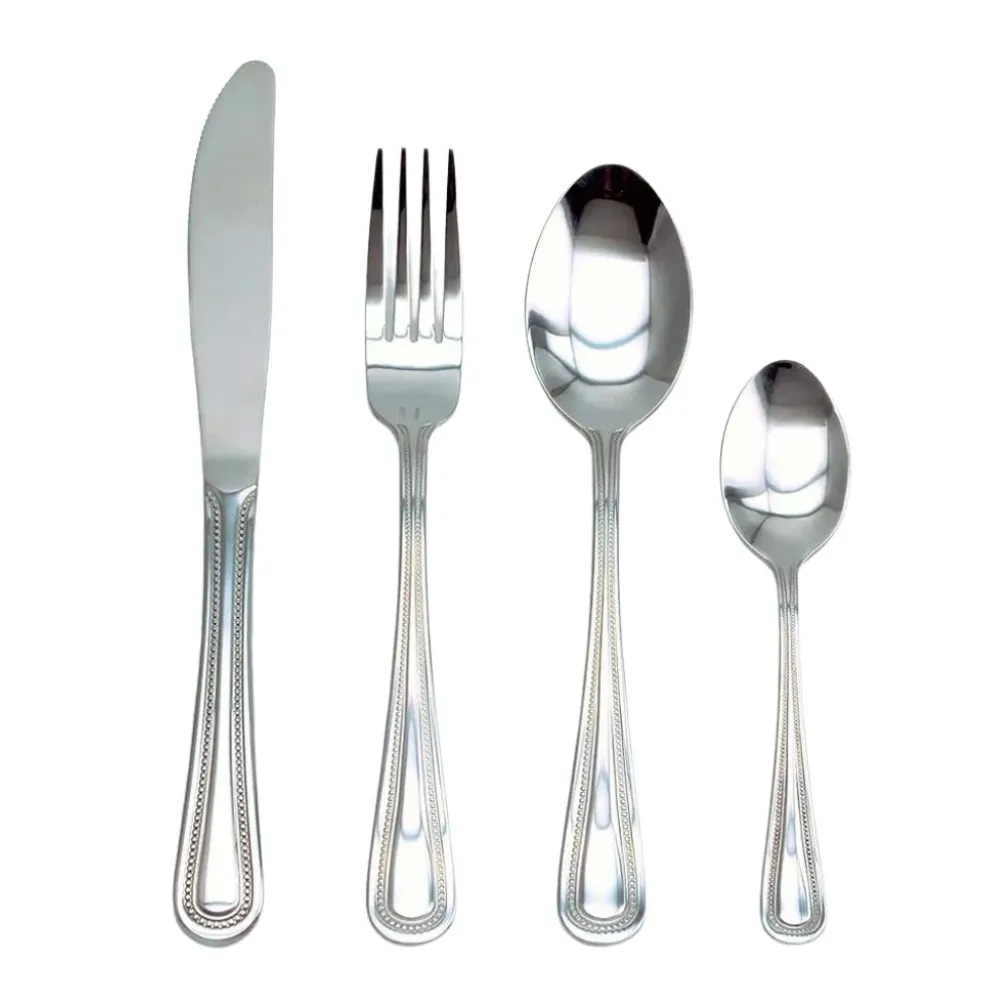 Ménagère 24 pièces en inox argent - perle