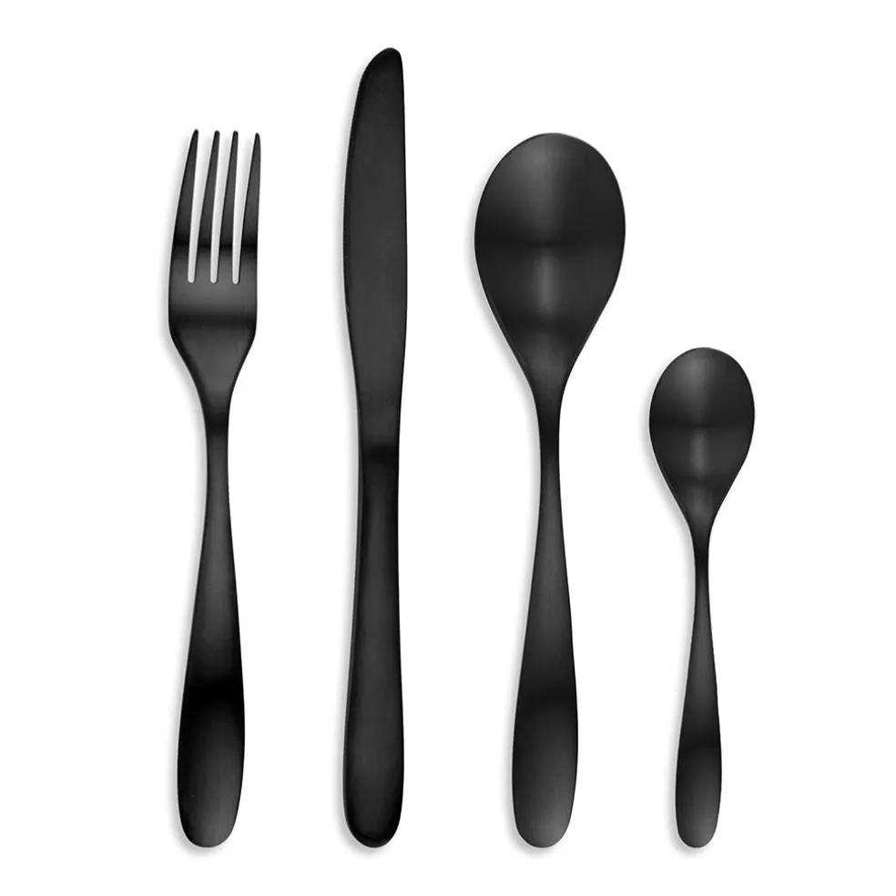 Ménagère 16 pièces en inox noir mat - Bagatelle