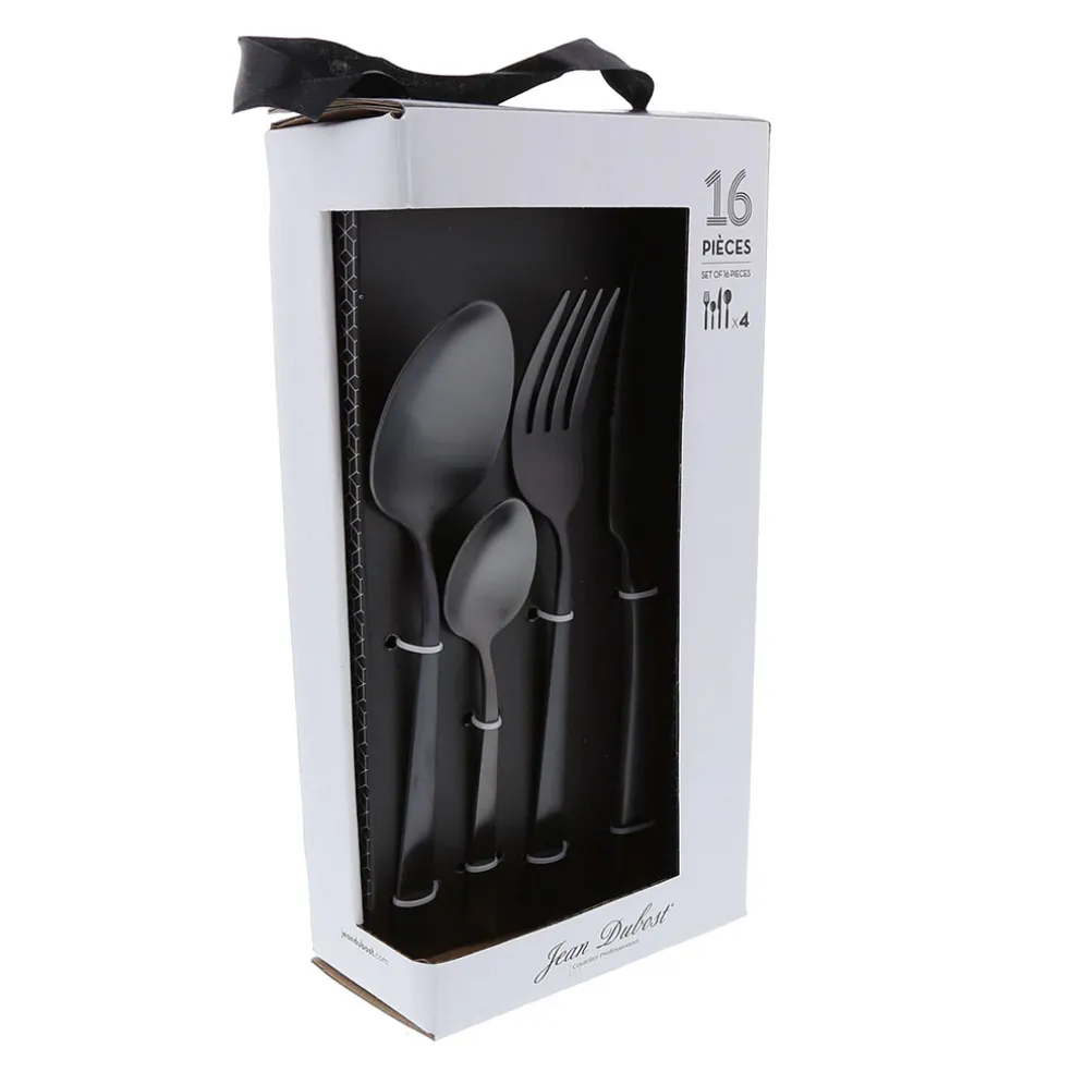 Ménagère 16 pièces en inox noir - Delta