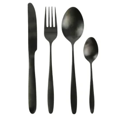 Ménagère 16 pièces noir en acier inoxydable