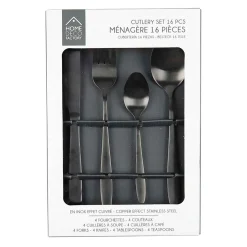 Ménagère 16 pièces noir en acier inoxydable