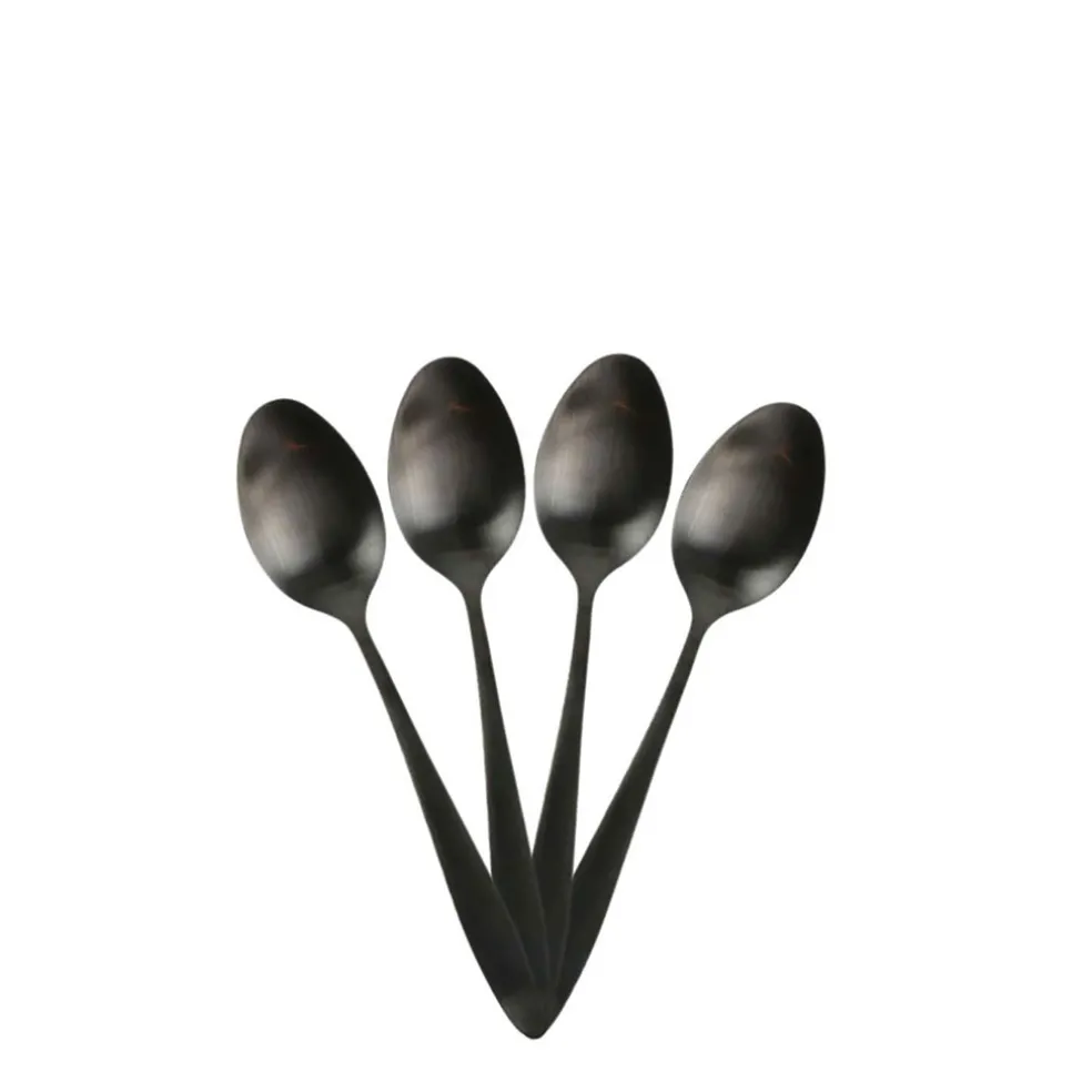 Ménagère 16 pièces noir en acier inoxydable