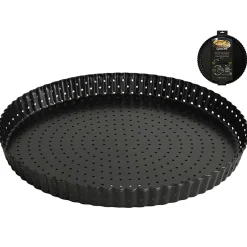 Moule à pâtisserie rond perforé d28xh2.7cm noir