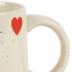Mug en grès blanc et rouge moucheté 35cl - Famille