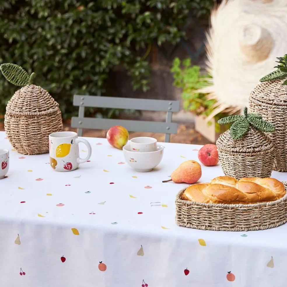 Mug en grès moucheté écru et multicolore 38cl - Les Fruits