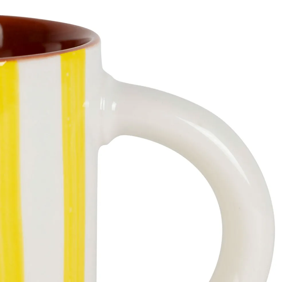 Mug en grès rayé jaune et blanc 40cl - Alaria