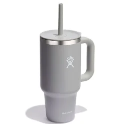 Mug isotherme avec poignée et paille gris 946ml