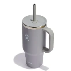 Mug isotherme avec poignée et paille gris 946ml