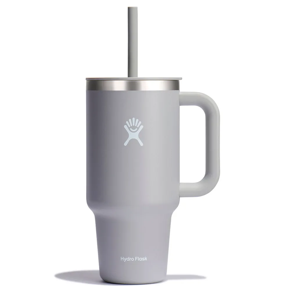 Mug isotherme avec poignée et paille gris 946ml