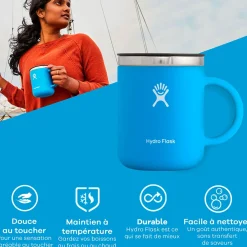 Mug isotherme avec poignée noir 355ml