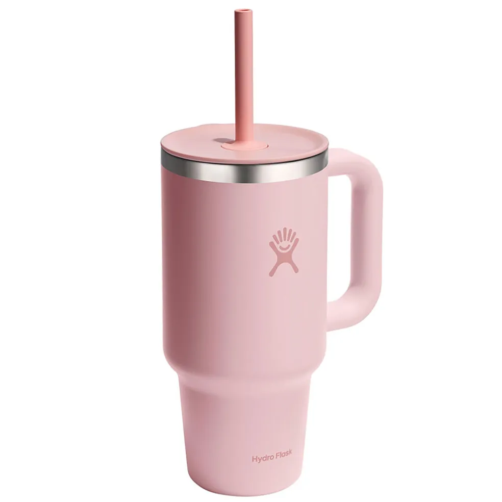 Mug isotherme avec poignée et paille rose 946ml