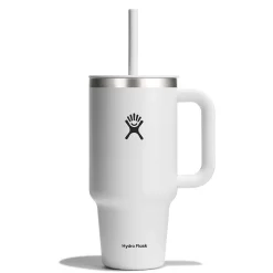 Mug isotherme avec poignée et paille blanc 946ml