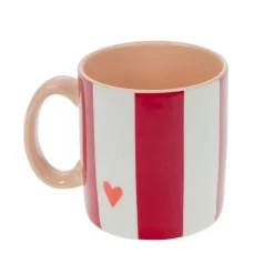 Mug Maman rayé rouge et blanc en porcelaine - Ella
