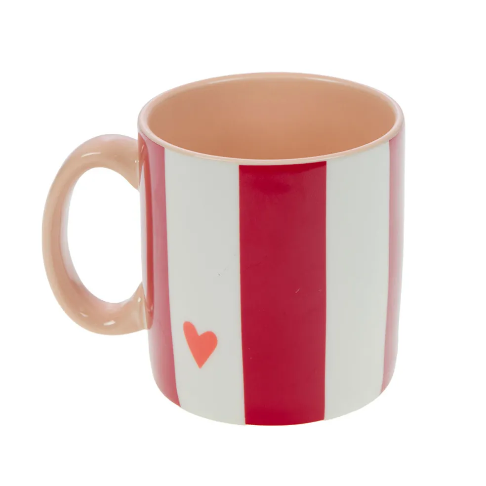 Mug Maman rayé rouge et blanc en porcelaine - Ella