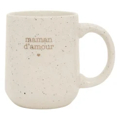 Mug moucheté maman en grès blanc 38cl - Beezz