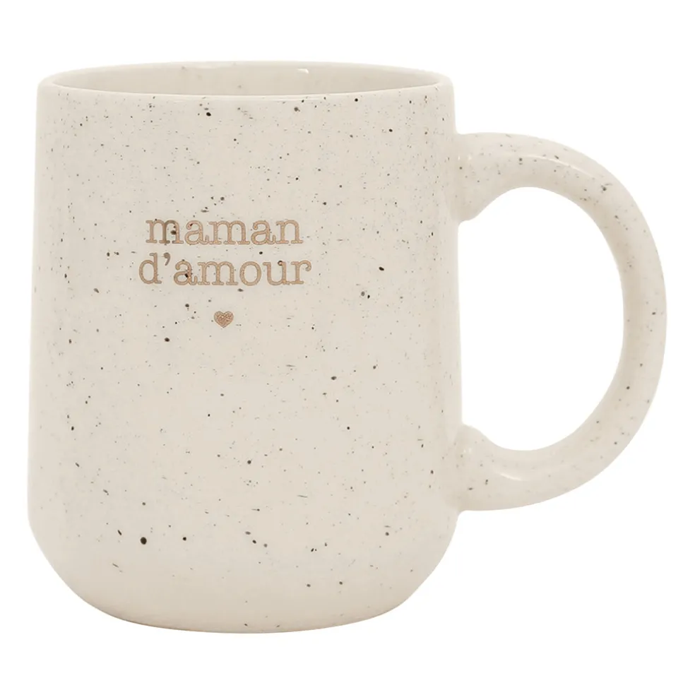 Mug moucheté maman en grès blanc 38cl - Beezz