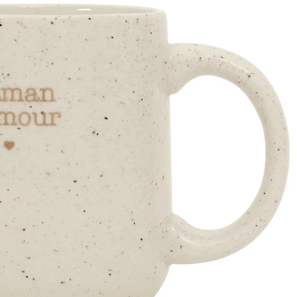 Mug moucheté maman en grès blanc 38cl - Beezz