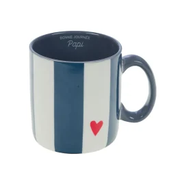 Mug Papi rayé bleu et blanc en porcelaine - Ella