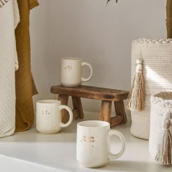 Mug Papy en grès blanc moucheté 35cl - Bonheur Étoilé