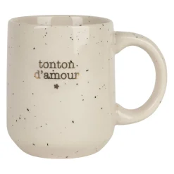 Mug tonton en grès blanc moucheté 35cl