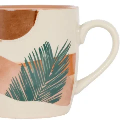Mugs x2 terracotta et vert 30cl en porcelaine - sweet leaves