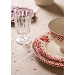 Nappe carrée en coton blanc et rouge 160x160cm - P'tits cœurs