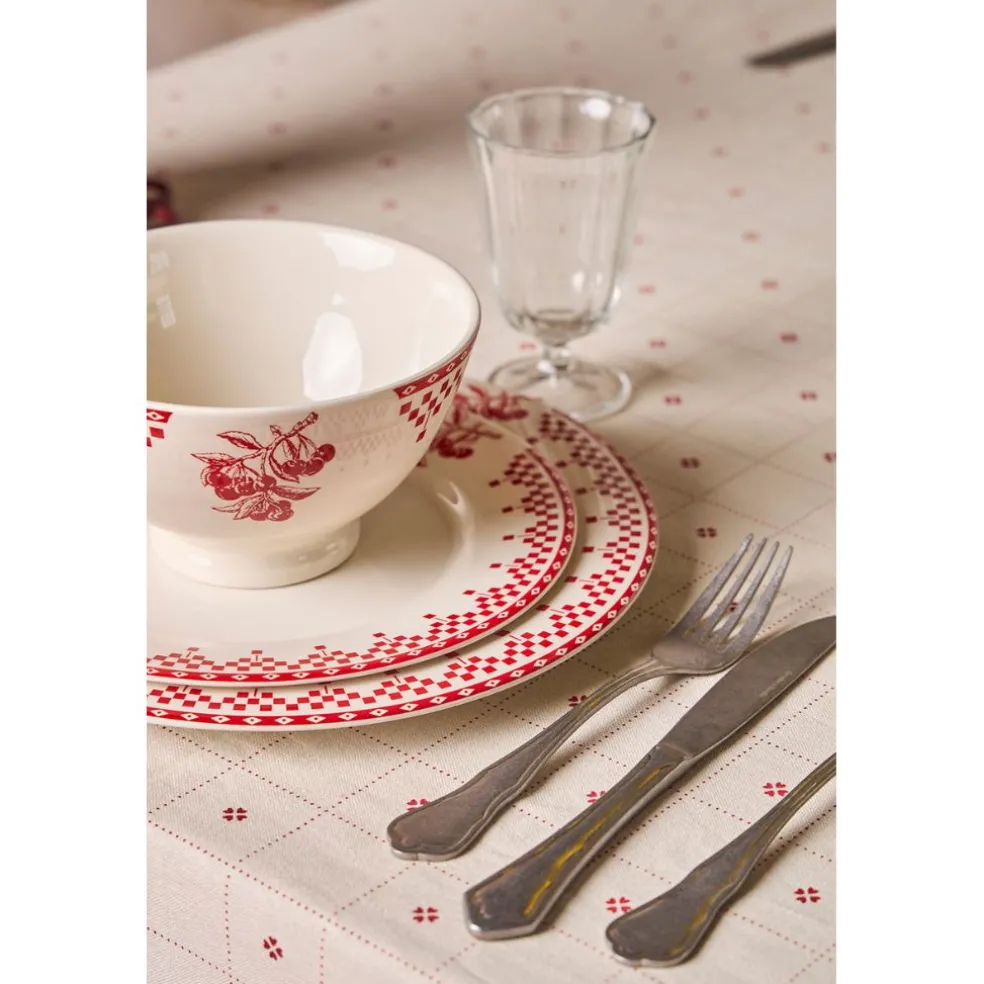 Nappe carrée en coton blanc et rouge 160x160cm - P'tits cœurs