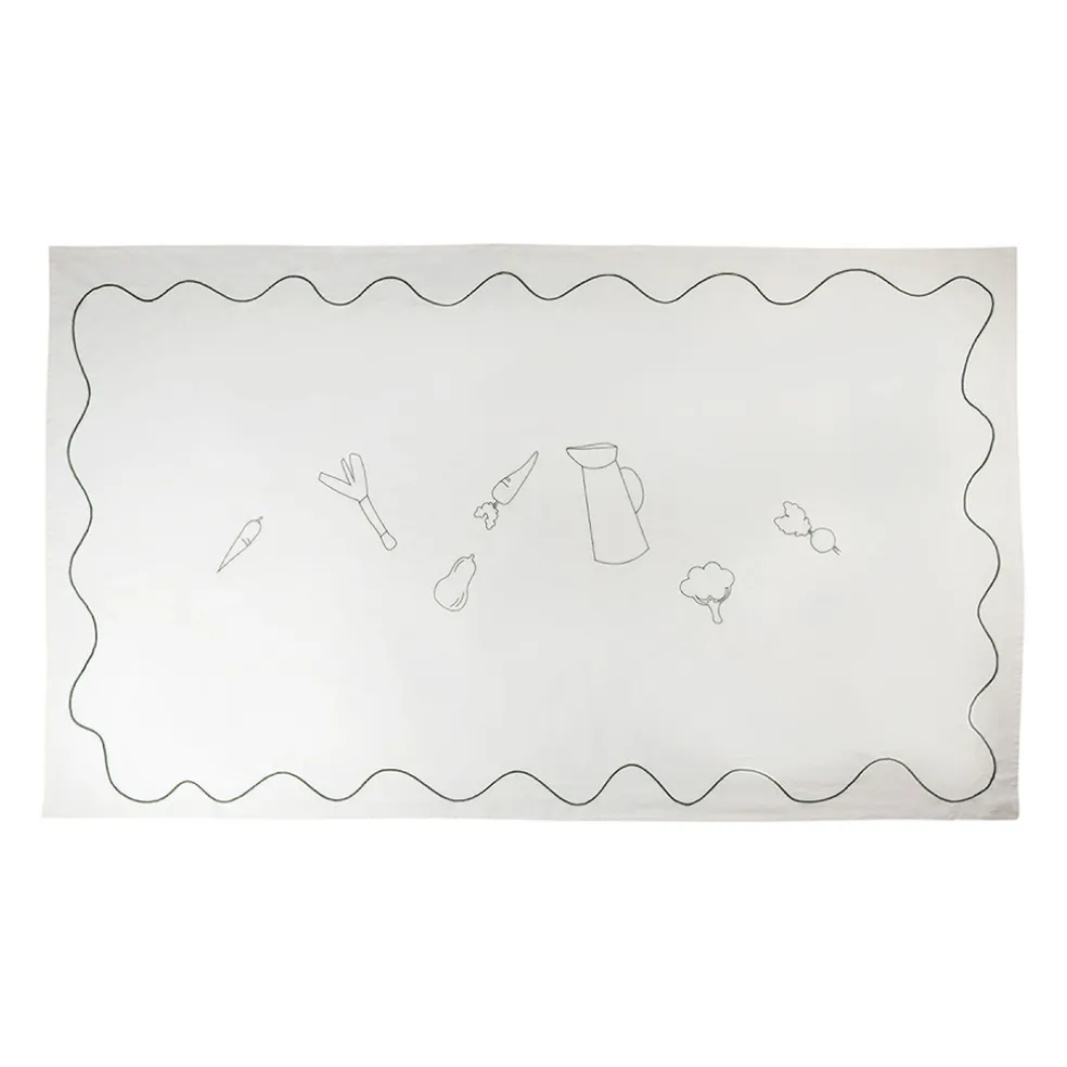 Nappe en coton écru 250x145cm - P'tit légumes