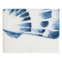 Nappe en coton enduit blanc et bleu 160x160cm - Bord De Mer