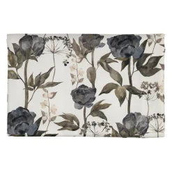 Nappe en coton gris vert 320x160cm - Rose noire