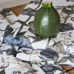 Nappe en coton gris vert 260x160cm - Rose noire