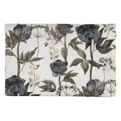 Nappe en coton gris vert 160x160cm - Rose noire